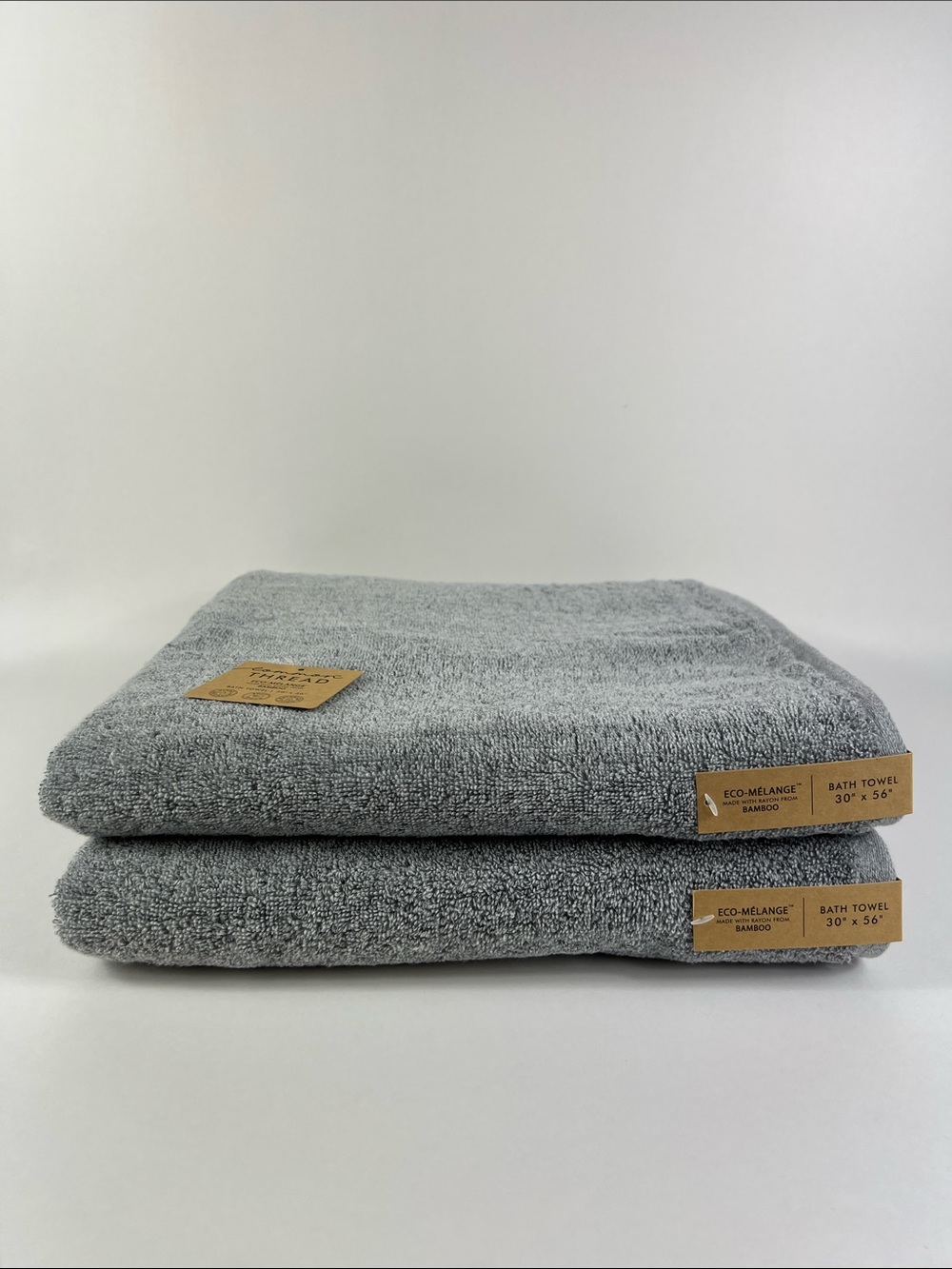 Common Thread Bamboo Bath Towel Set Medium Grey Eco Melange Set of 2 NEW